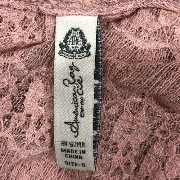 American Rag Cie Womens Sheer Lace Crop Top Juniors Size Small Pale Mauve Pink - Picture 4 of 4